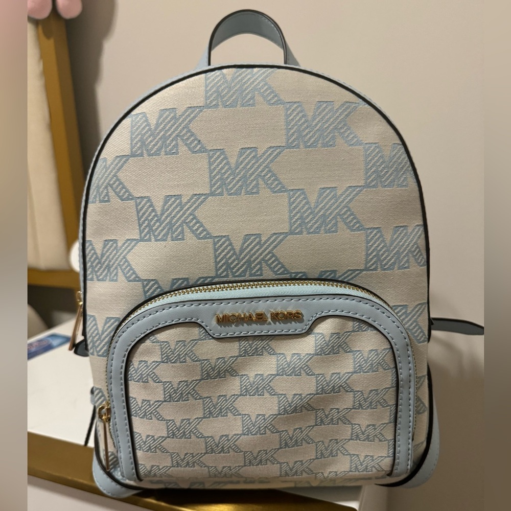 Michael Kors Medium Jaycee Backpack- vista blue/cream(retired)